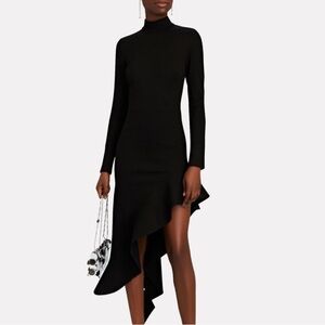 Black Alexia asymmetrical long sleeve mock turtleneck dress